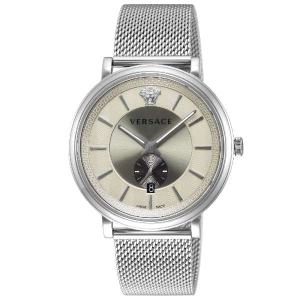 Versace V-Circle Silver Dial Silver Mesh Bracelet Watch for Men - VBQ060017