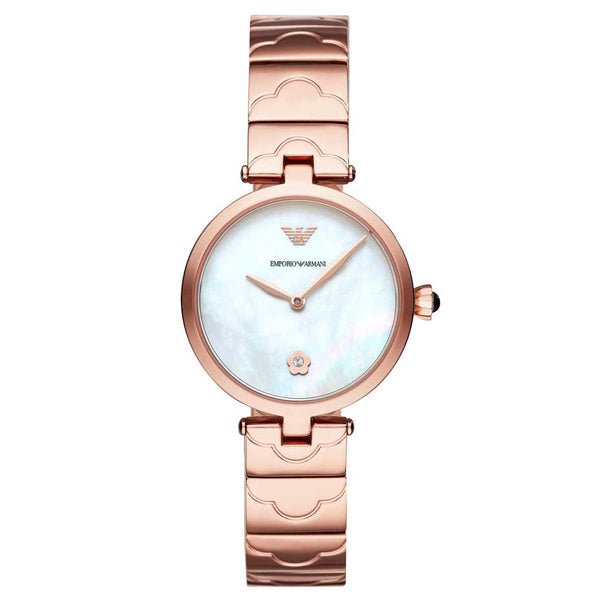 Emporio Armani Mother of Pearl Dial Rose Gold Steel Strap Watch For Women - AR11236