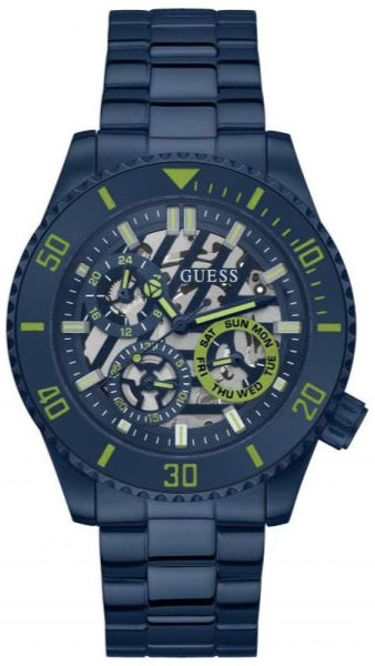 Guess Axle Multifunction Navy Blue Dial Blue Steel Strap Watch For Men - GW0488G4