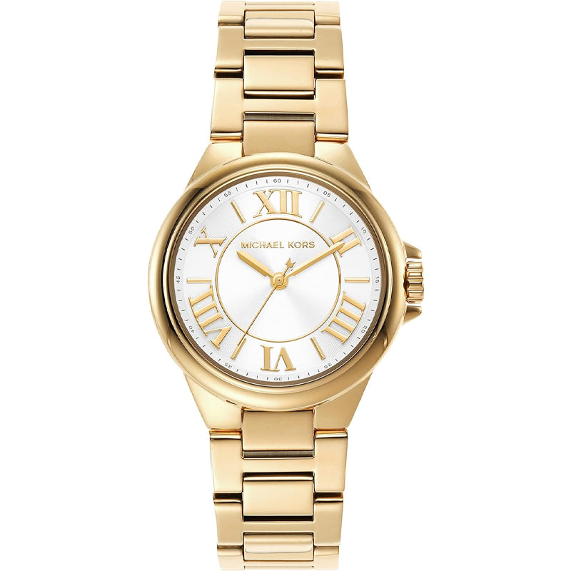 Michael Kors Camille Quartz White Dial Gold Steel Strap Watch For Women - MK7255
