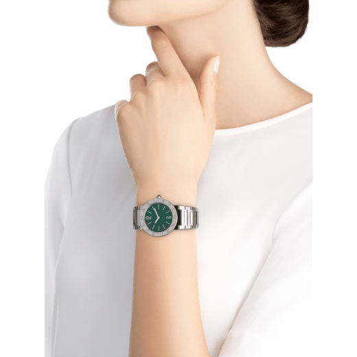 Bvlgari Bvlgari Bvlgari Lady Green Dial Silver Steel Strap Watch for Women - BVLGARI103693