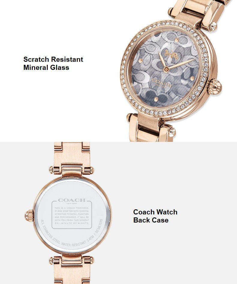 Coach Park Crystal Dial Rose Gold Steel Strap Watch for Women - 14503226