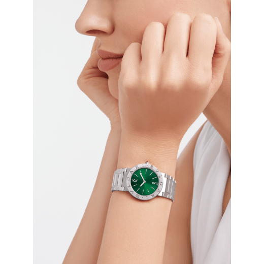 Bvlgari Bvlgari Bvlgari Lady Green Dial Silver Steel Strap Watch for Women - BVLGARI103693