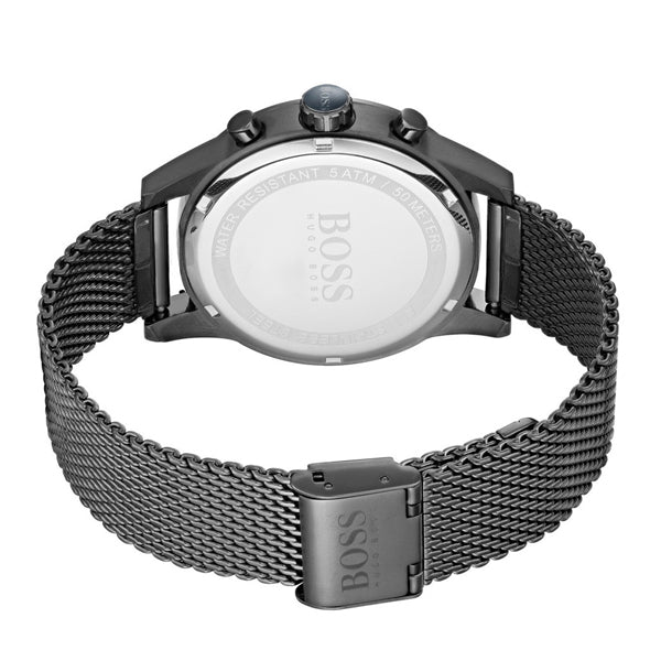 Hugo Boss Jet Blue Dial Gunmetal Mesh Bracelet Watch for Men - 1513677