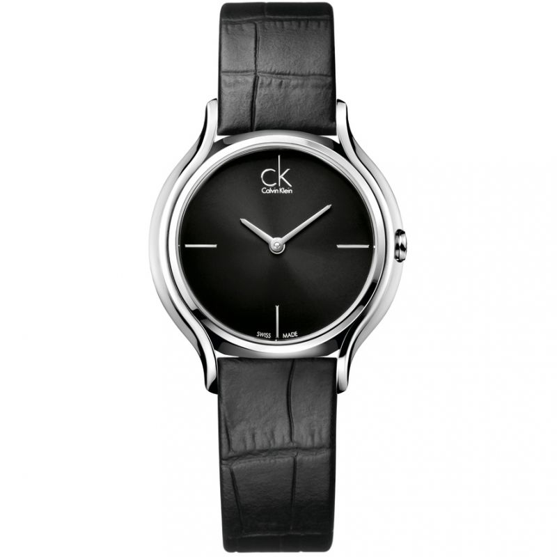 Calvin Klein Skirt Black Dial Black Leather Strap Watch for Women - K2U231C1