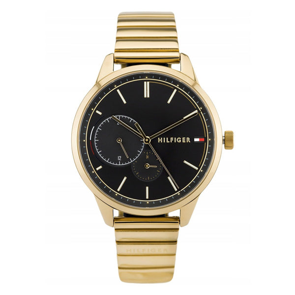 Tommy Hilfiger Brooke Black Dial Gold Steel Strap Watch for Women - 1782019