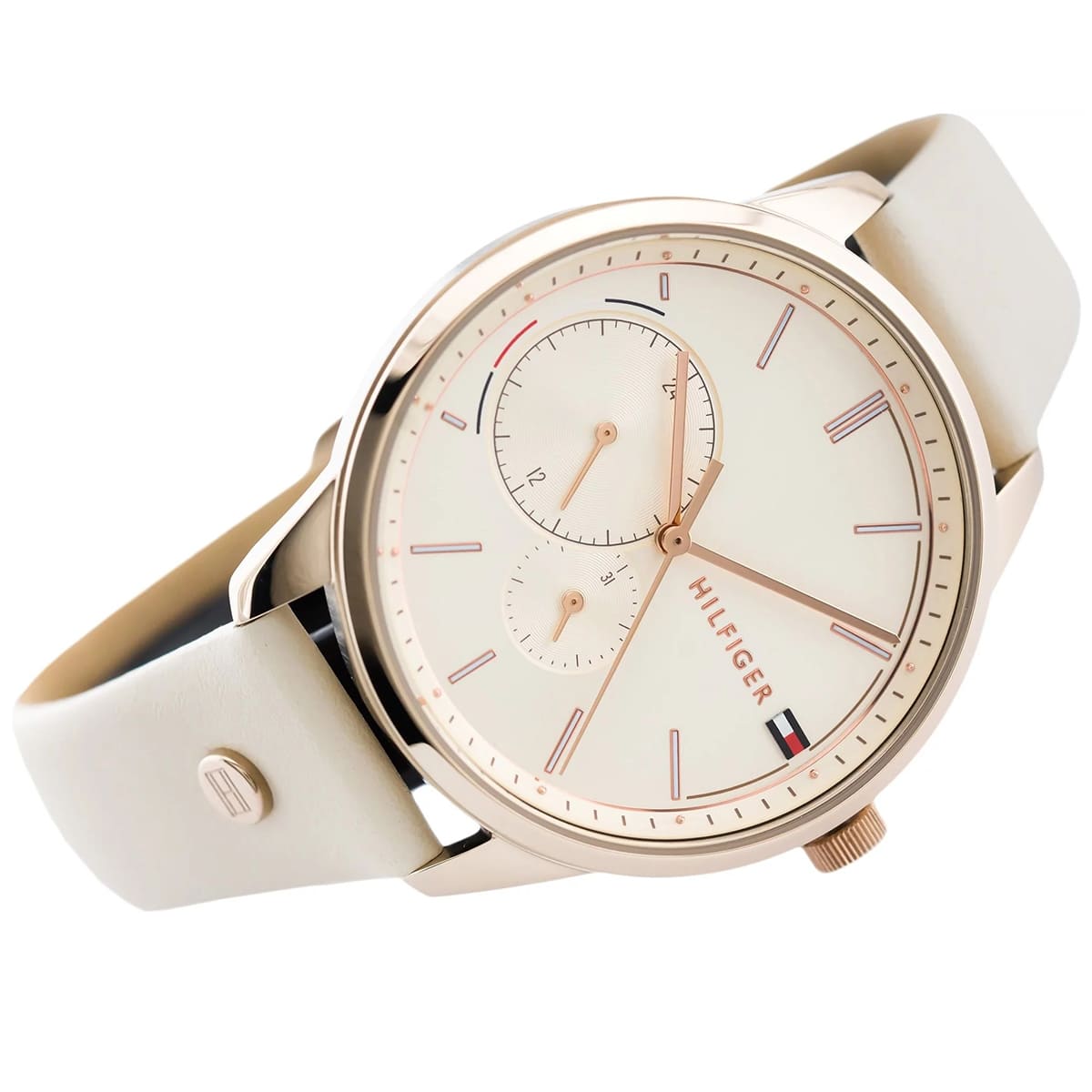Tommy Hilfiger Brooke Quartz White Dial Cream Leather Strap Watch for Women - 1782022