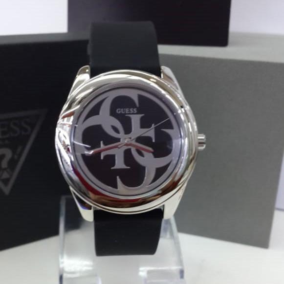 Guess G-Twist Quartz Black Dial Black Silicone Strap Watch For Men - W0911L8