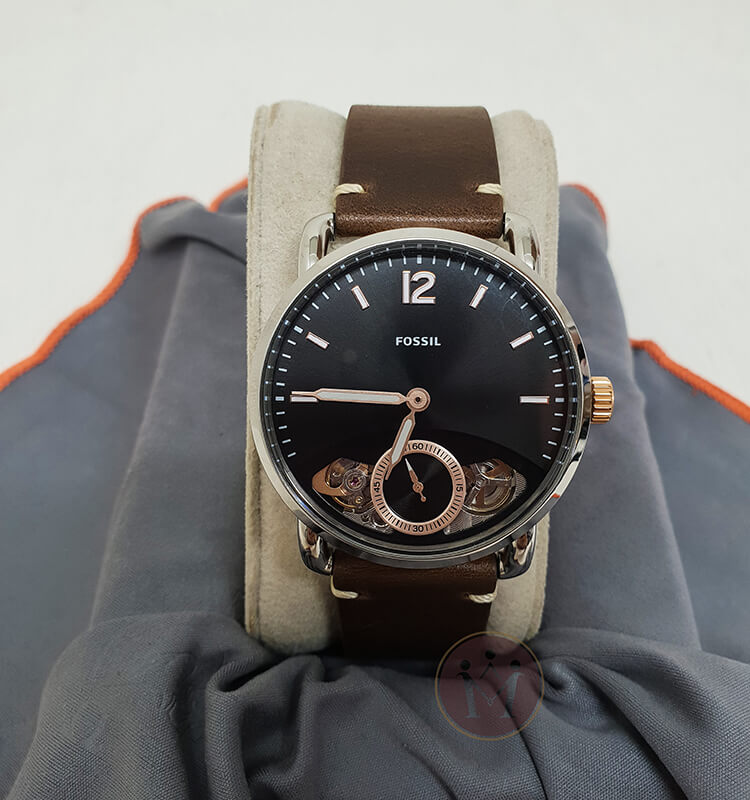 Fossil The Commuter Twist Black Dial Brown Leather Strap Watch for Men - ME1165