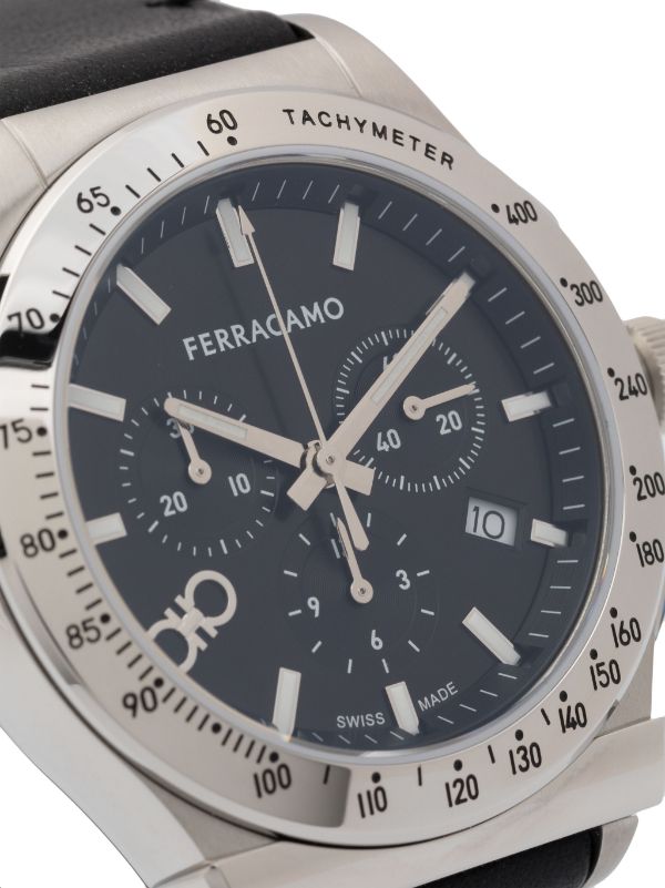 Salvatore Ferragamo 1927 Chrono Analog Black Dial Black Leather Strap Watch for Men - SFKZ00123