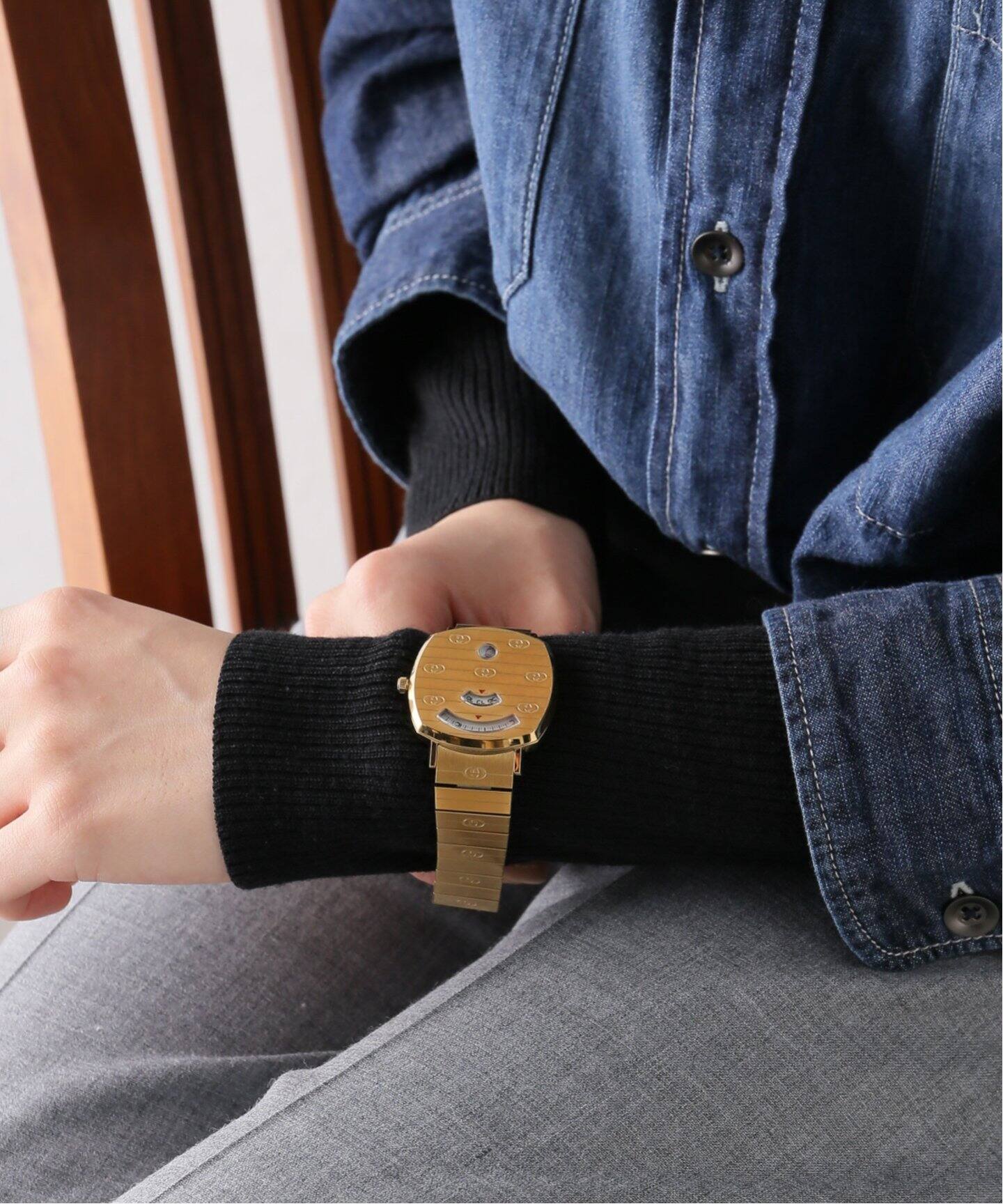 Gucci Grip Yellow Gold Dial Yellow Gold Steel Strap Unisex Watch - YA157403