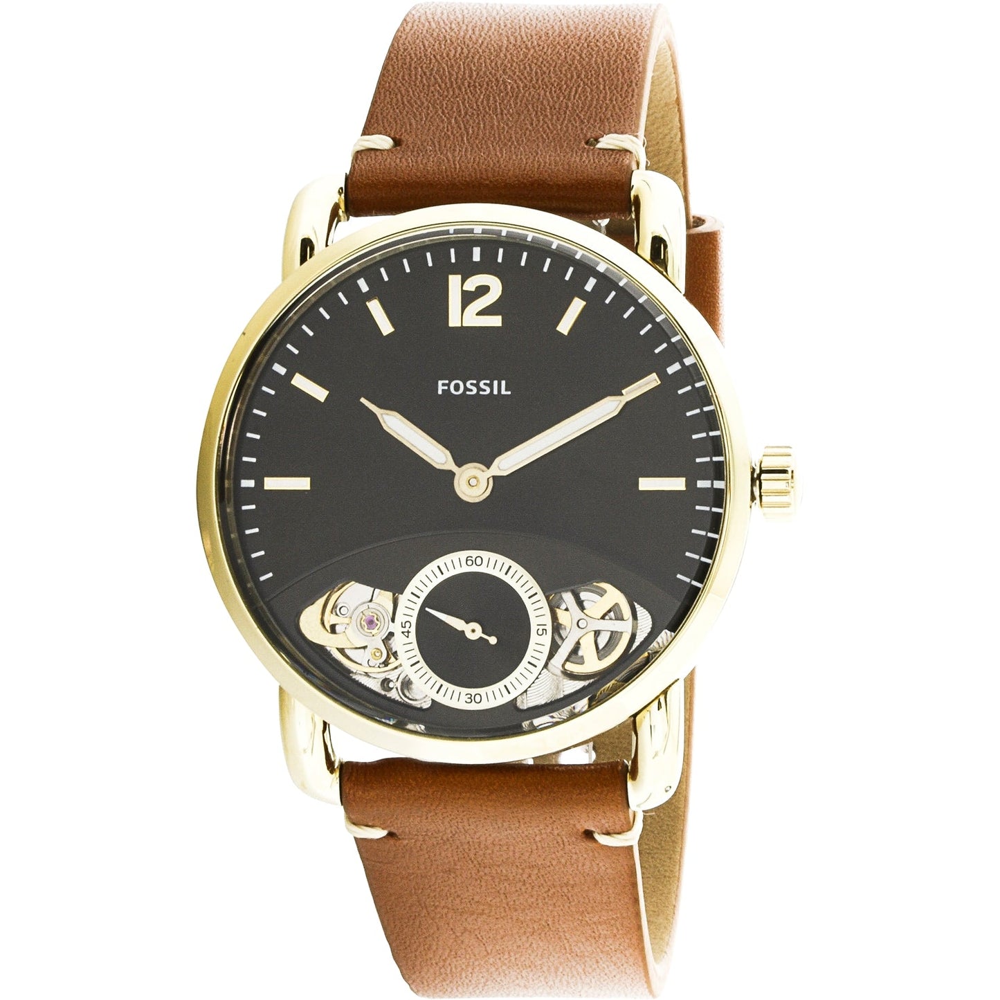 Fossil The Commuter Twist Black Dial Brown Leather Strap Watch for Men - ME1166