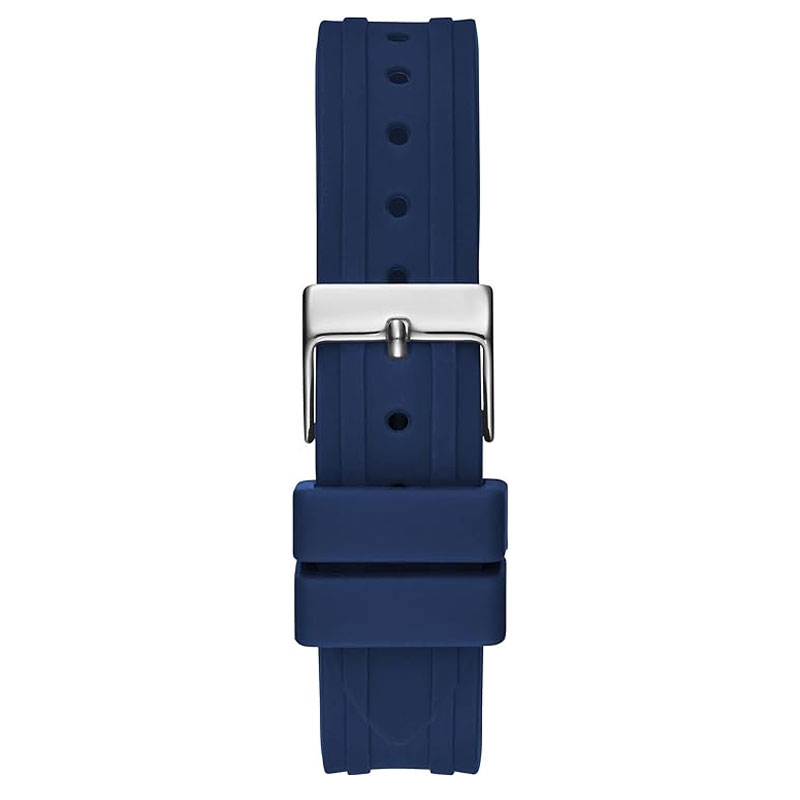 Guess Cosmo Diamonds Silver Dial Blue Rubber Strap Watch for Women - GW0034L5