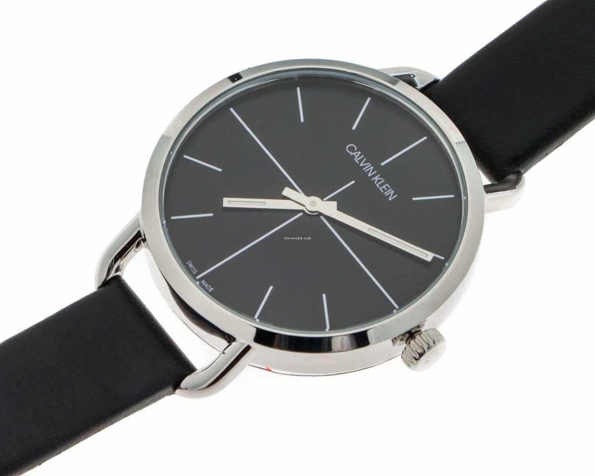 Calvin Klein Even Black Dial Black Leather Strap Watch for Women - K7B231CZ