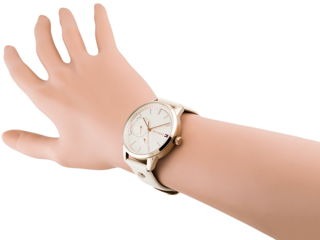 Tommy Hilfiger Brooke Quartz White Dial Cream Leather Strap Watch for Women - 1782022
