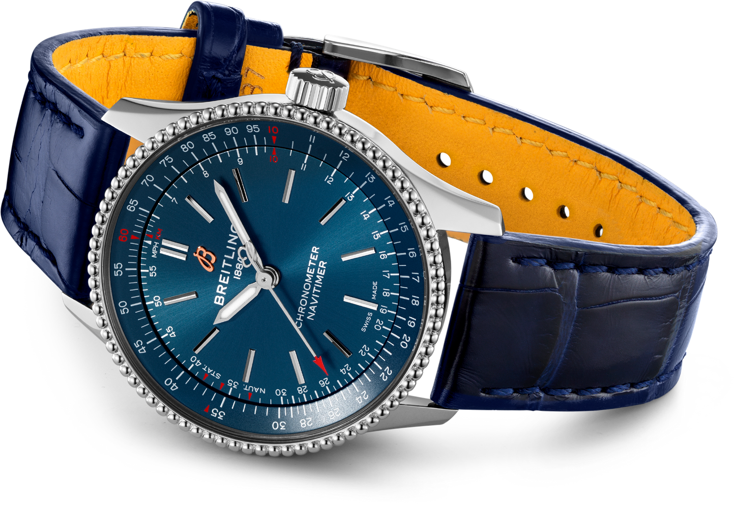 Breitling Navitimer Automatic 35 Blue Dial Blue Leather Strap Watch for Men - A17395161C1P1