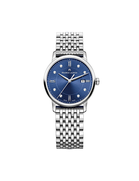 Maurice Lacroix Eliros Sunbrushed Blue Dial Silver Steel Strap Watch for Women - EL1094-SS002-130-1