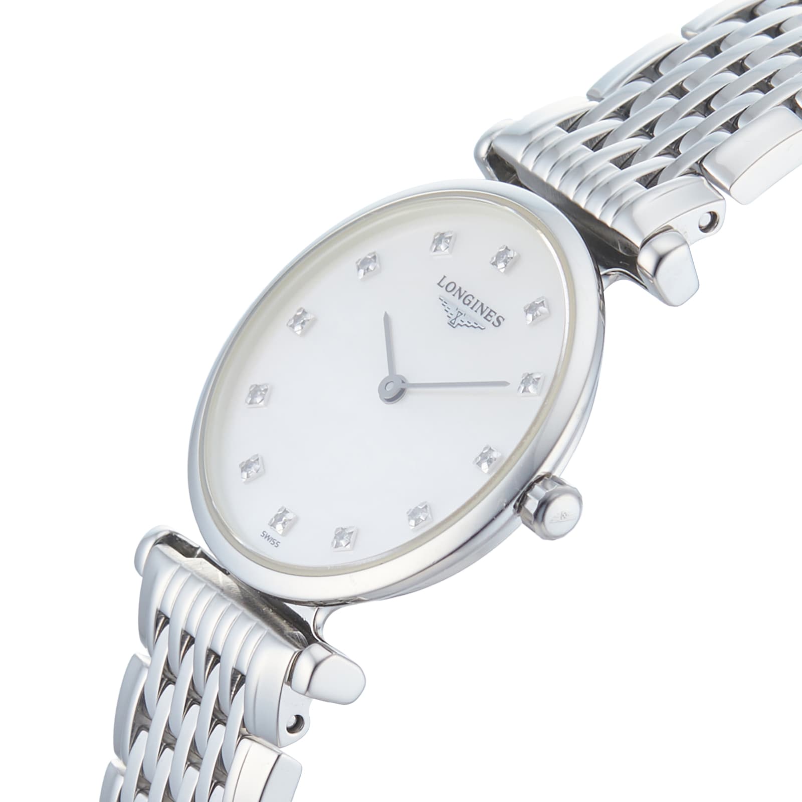Longines La Grande Classique Diamonds White Dial Silver Steel Strap Watch for Women - L4.209.4.87.6