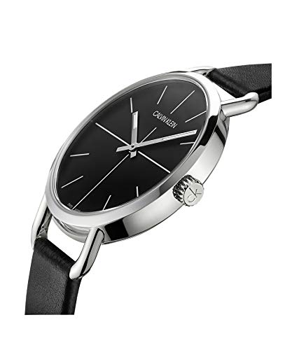 Calvin Klein Even Black Dial Black Leather Strap Watch for Women - K7B231CZ