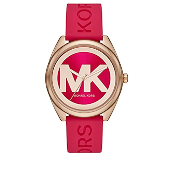 Michael Kors Janelle Three Hand Red Dial Red Rubber Strap Watch For Women - MK7142