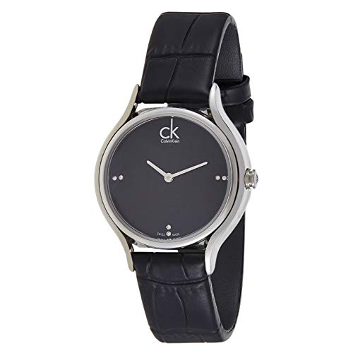 Calvin Klein Skirt Black Dial Black Leather Strap Watch for Women - K2U231C1