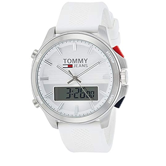 Tommy Hilfiger Digital Silver Dial White Silicone Strap Watch For Men - 1791764