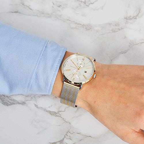 Tommy Hilfiger Jenna Quartz White Dial Two Tone Mesh Bracelet Watch for Women - 1782074