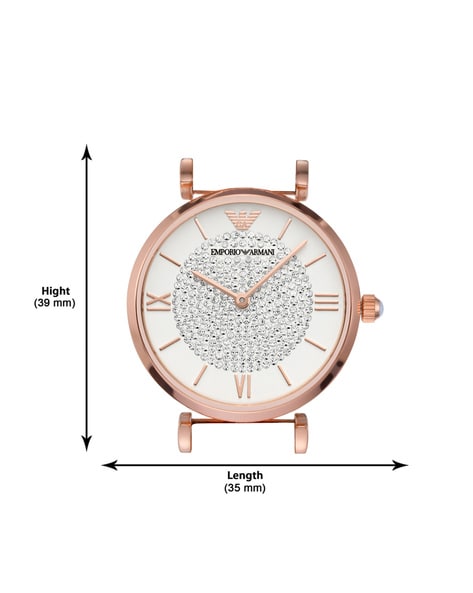 Emporio Armani T-Bar Gianni Crystal Pave Dial Rose Gold Steel Strap Watch For Women - AR11244