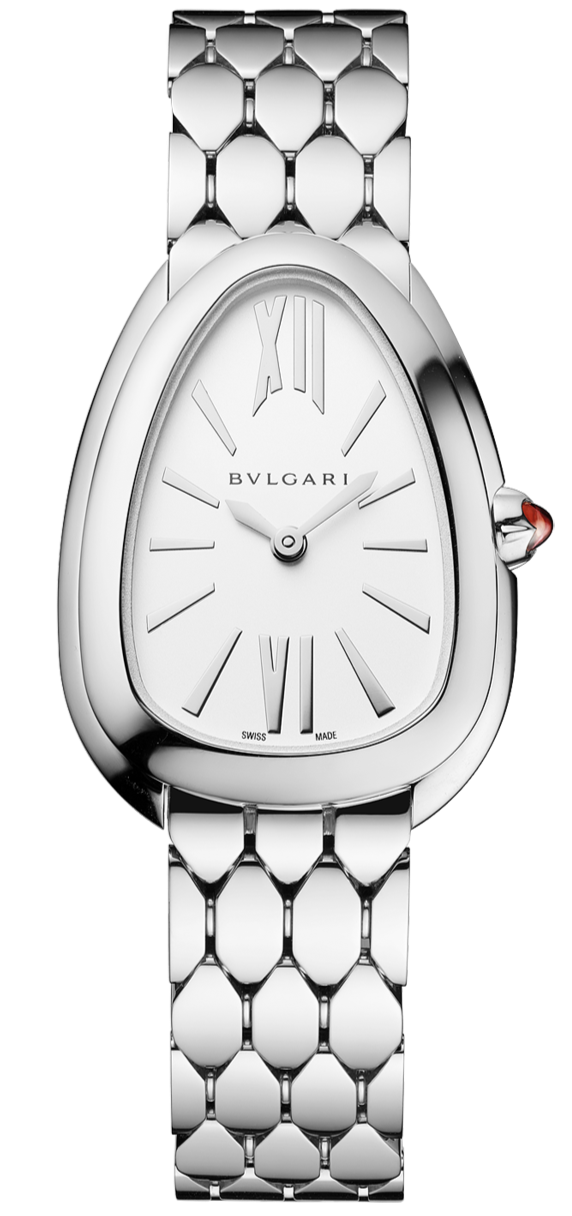 Bvlgari Serpenti Seduttori Quartz White Dial Silver Steel Strap Watch for Women - SERPENTI103141