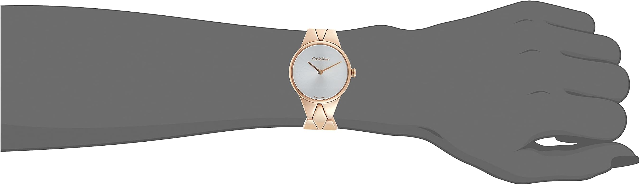 Calvin Klein Snake Silver Dial Rose Gold Steel Strap Watch For Women - K6E23646
