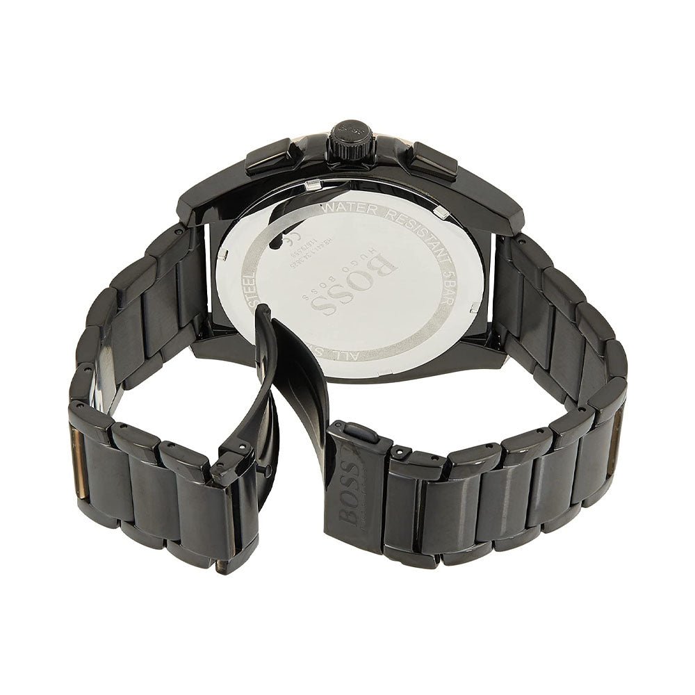 Hugo Boss Grandmaster Black Dial Black Steel Strap Watch for Men - 1513885