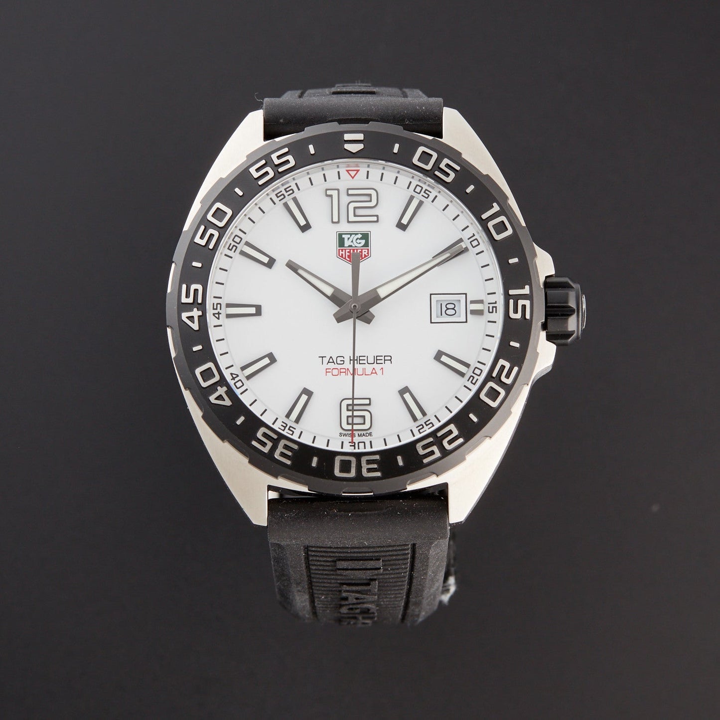 Tag Heuer Formula 1 Quartz White Dial Black Rubber Strap Watch for Men - WAZ1111.FT8023