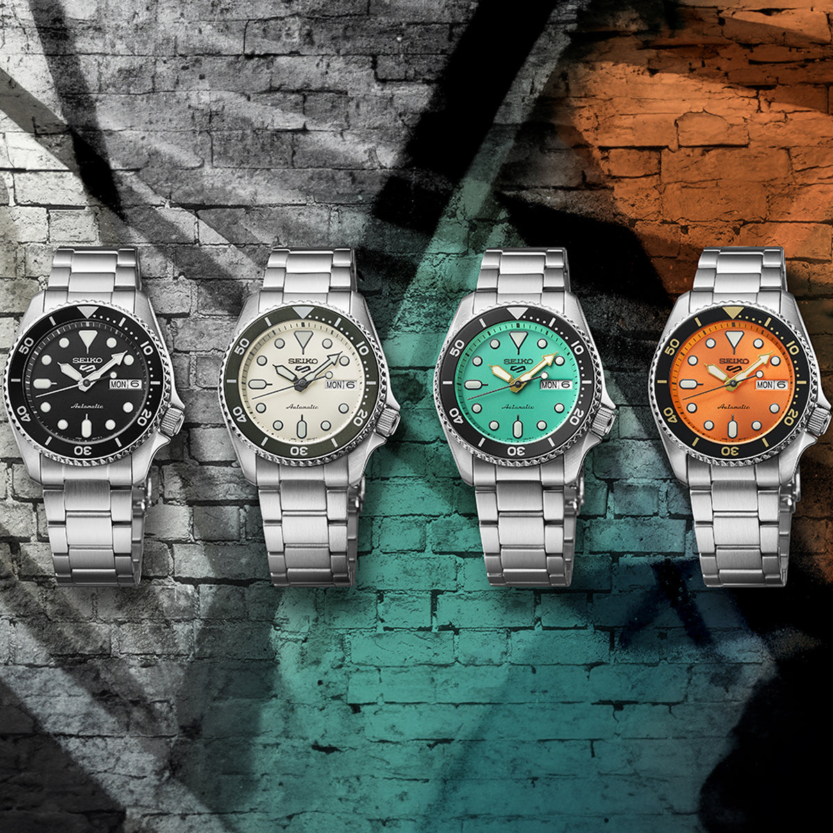 Seiko 5 Sports SKX Automatic Cream Dial Silver Steel Strap Watch For Men - SRPK31K1