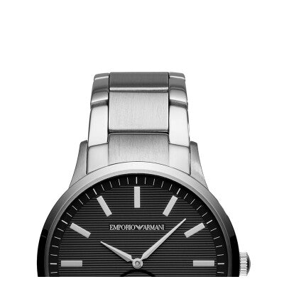 Emporio Armani Renato Quartz Black Dial Silver Steel Strap Watch For Men - AR11118