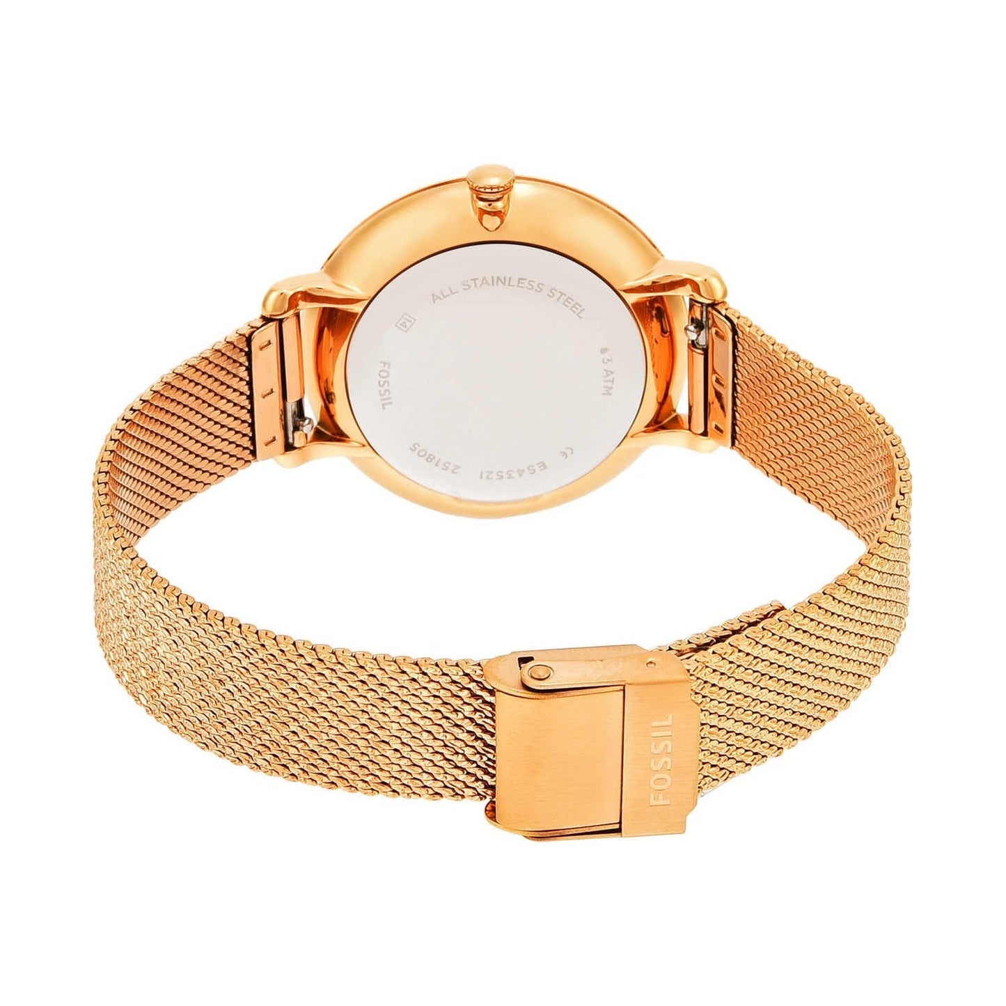 Fossil Jacqueline Mother of Pearl White Dial Gold Mesh Strap Watch for Women - ES4352