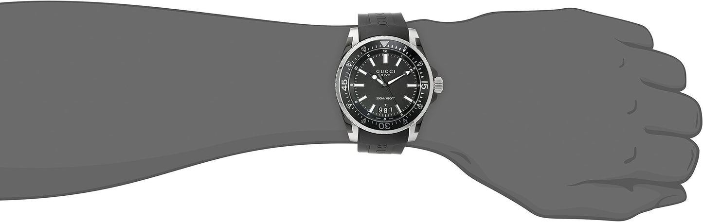 Gucci Dive Analog Quartz Black Dial Black Rubber Strap Watch For Men - YA136204