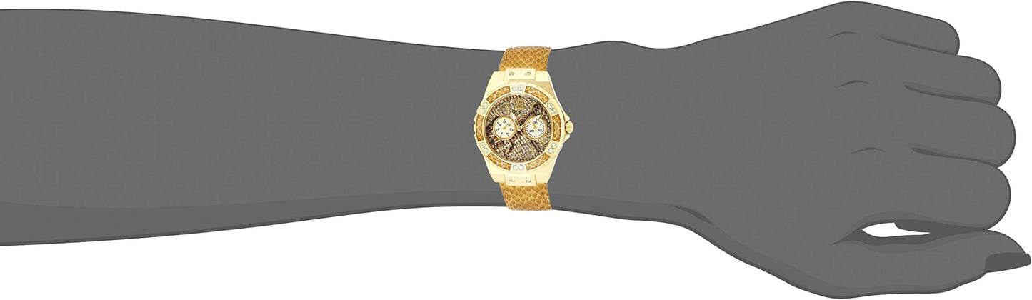 Guess Limelight Quartz Gold Dial Gold Leather Strap Watch For Women - W0775L13