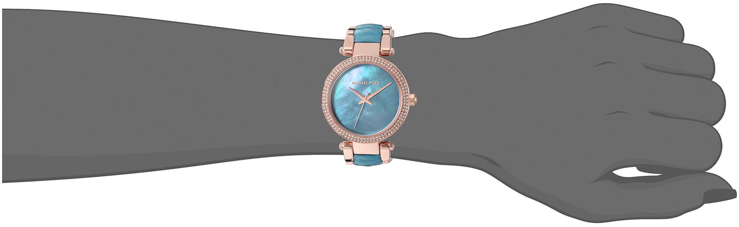 Michael Kors Parker Blue Mother of Pearl Dial Two Tone Steel Strap Watch for Women - MK6491