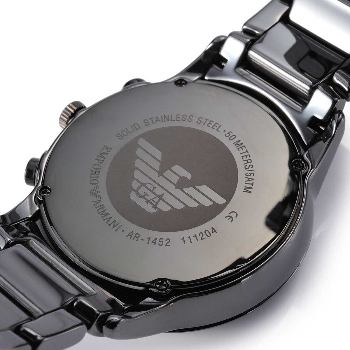 Emporio Armani Ceramica Chronograph Black Dial Black Strap Watch For Men - AR1452