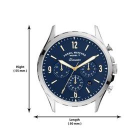 Fossil Forrester Chronograph Blue Dial Brown Leather Strap Watch for Men - S5607
