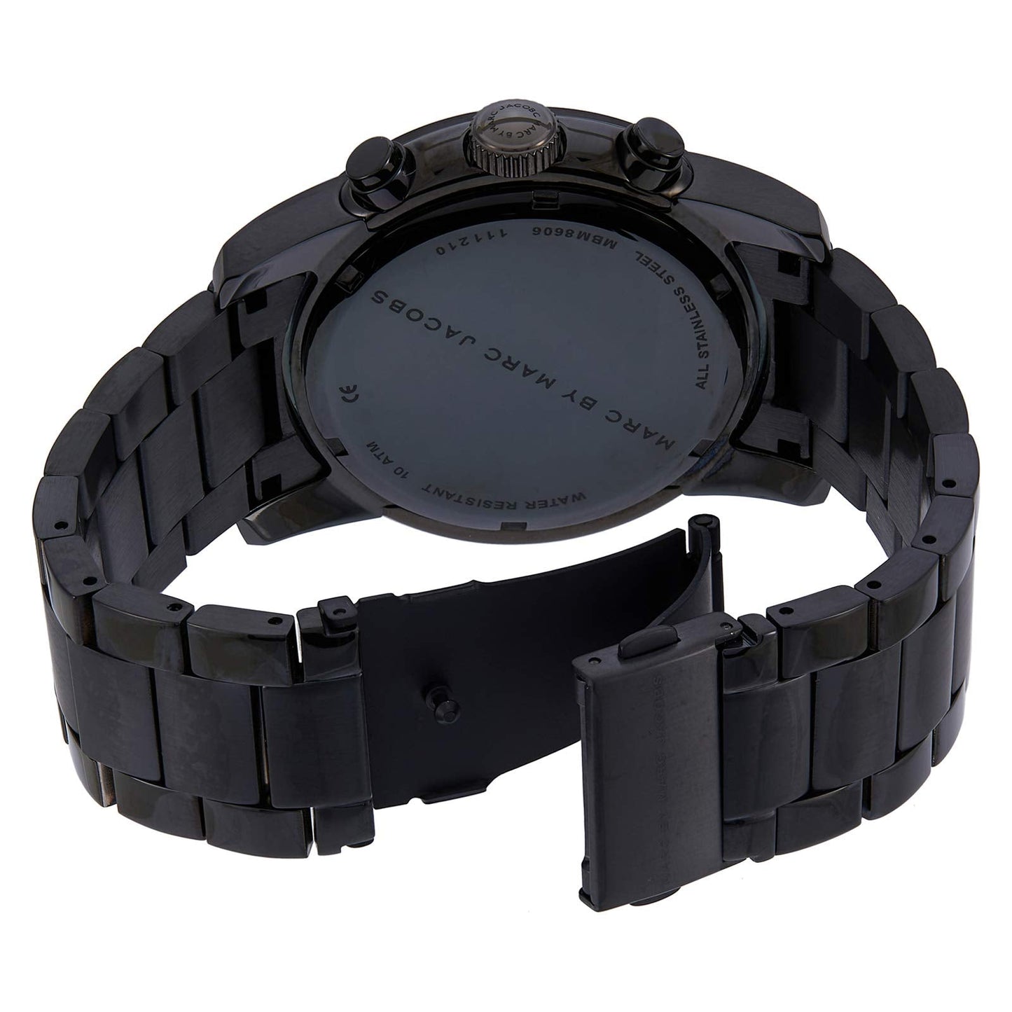 Marc Jacobs Larry Chronograph Black Dial Black Steel Strap Watch for Men - MBM8606