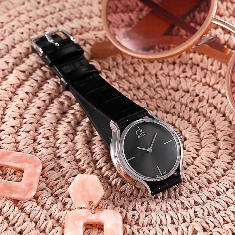 Calvin Klein Skirt Black Dial Black Leather Strap Watch for Women - K2U231C1