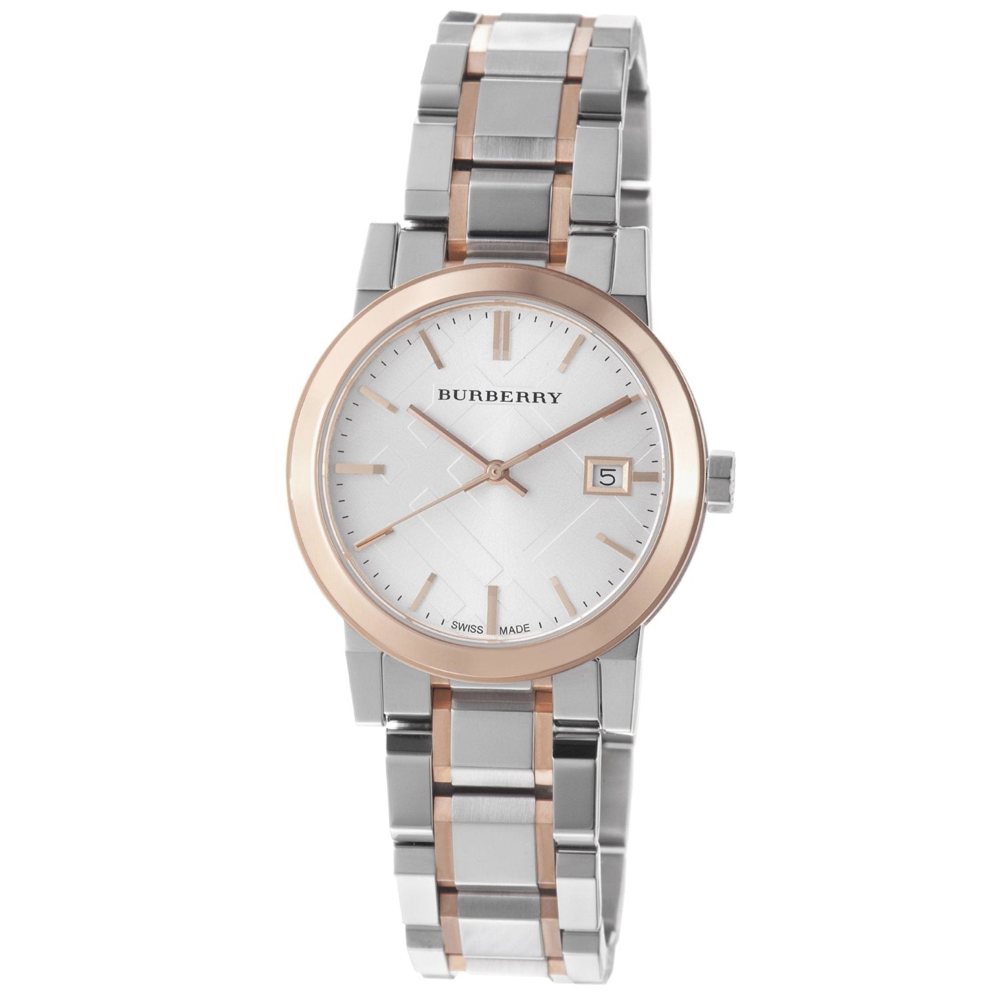 Burberry The City White Dial Two Tone Steel Strap Watch for Women - BU9105