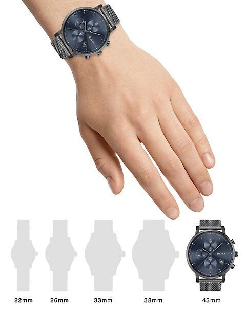 Hugo Boss Skymaster Chronograph Grey Dial Grey Mesh Bracelet Watch for Men - 1513934
