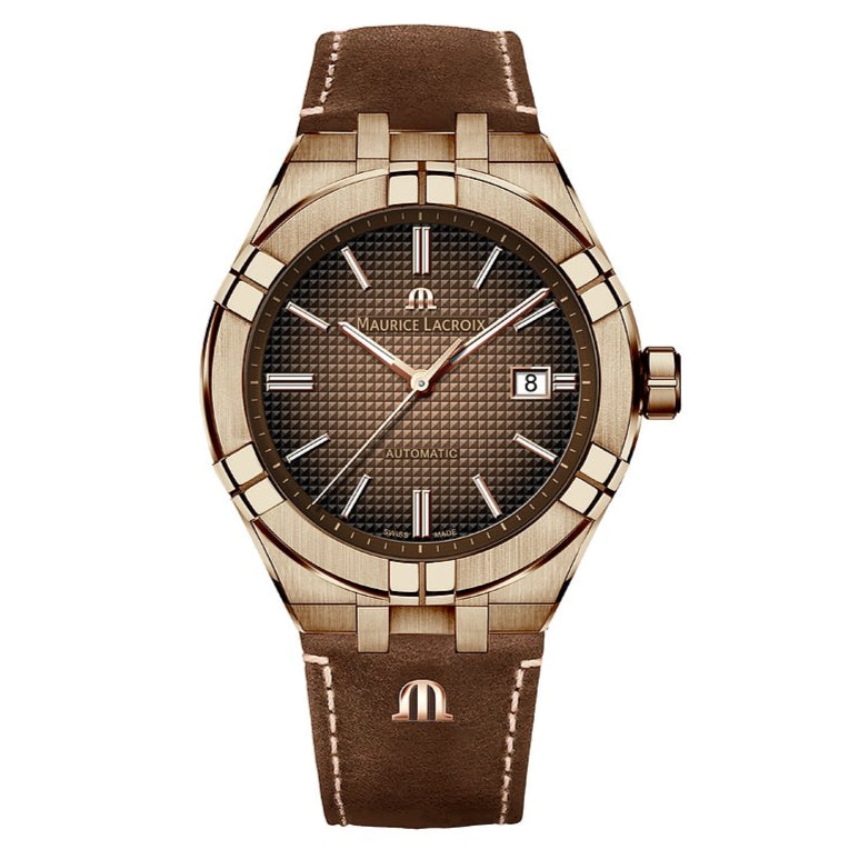Maurice Lacroix Aikon Automatic Brown Dial Brown Leather Strap Watch For Men - AI6008-BRZ01-730-3
