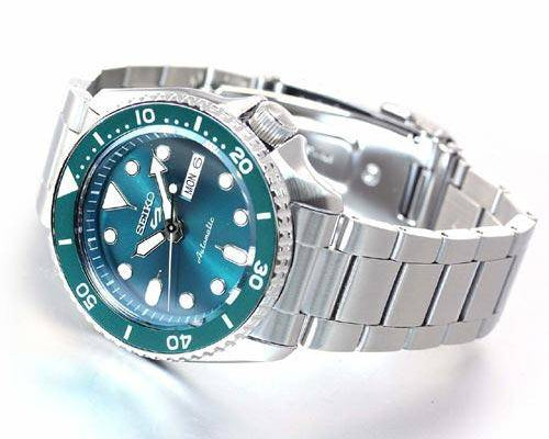 Seiko 5 Sports Automatic Green Dial Silver Steel Strap Watch For Men - SRPD61K1