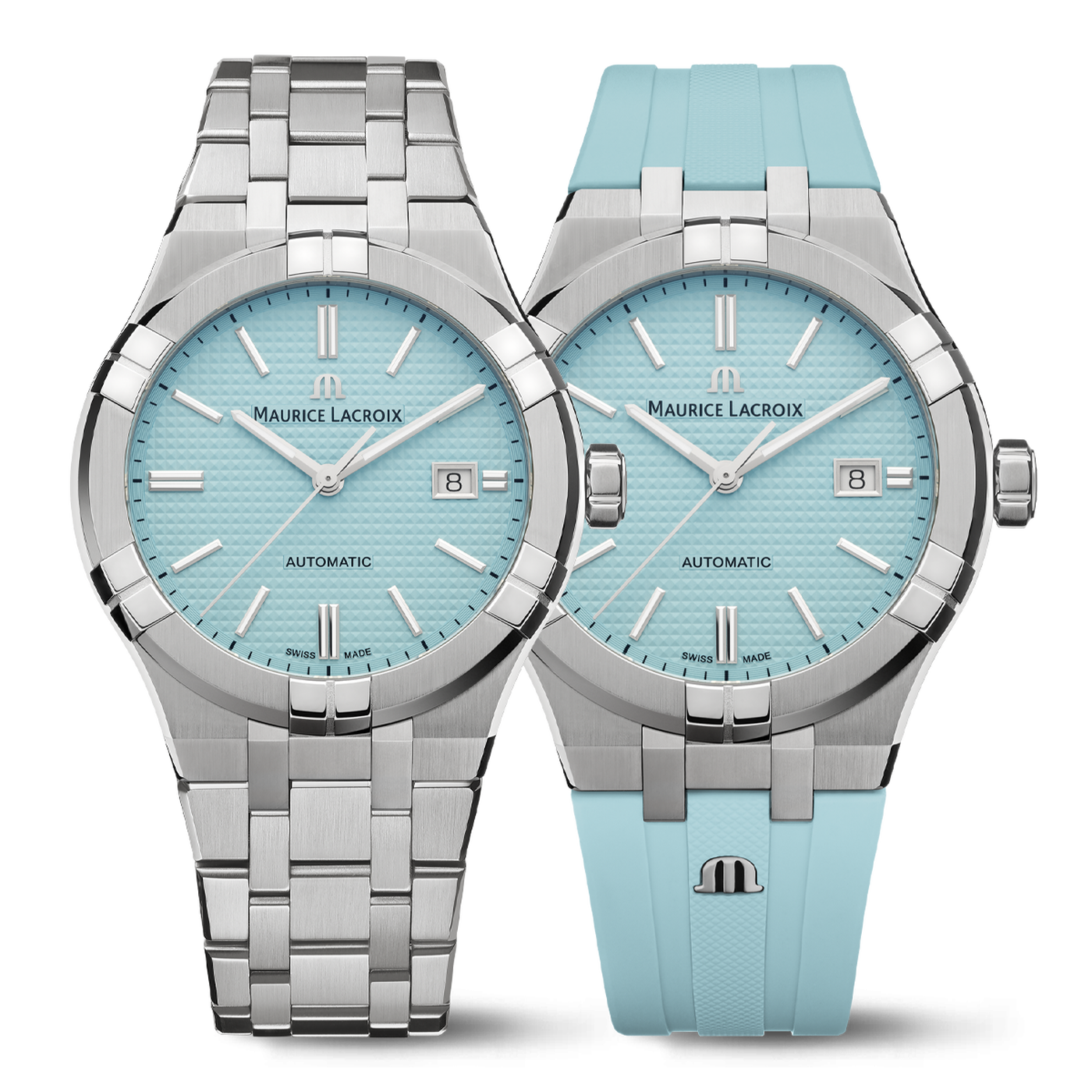 Maurice Lacroix Aikon Automatic Sky Blue Dial Silver Steel Strap Watch For Men - AI6008-SS00F-431-C