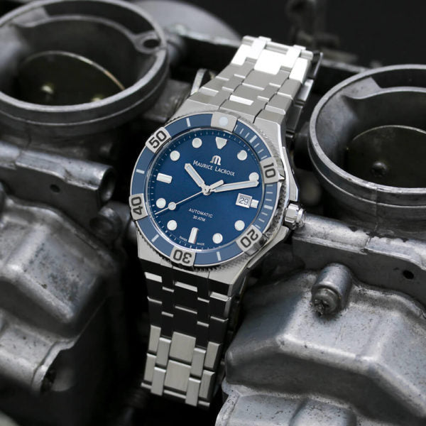 Maurice Lacroix Aikon Venturer Blue Dial Silver Steel Strap Watch for Men - AI6058-SS002-430-1