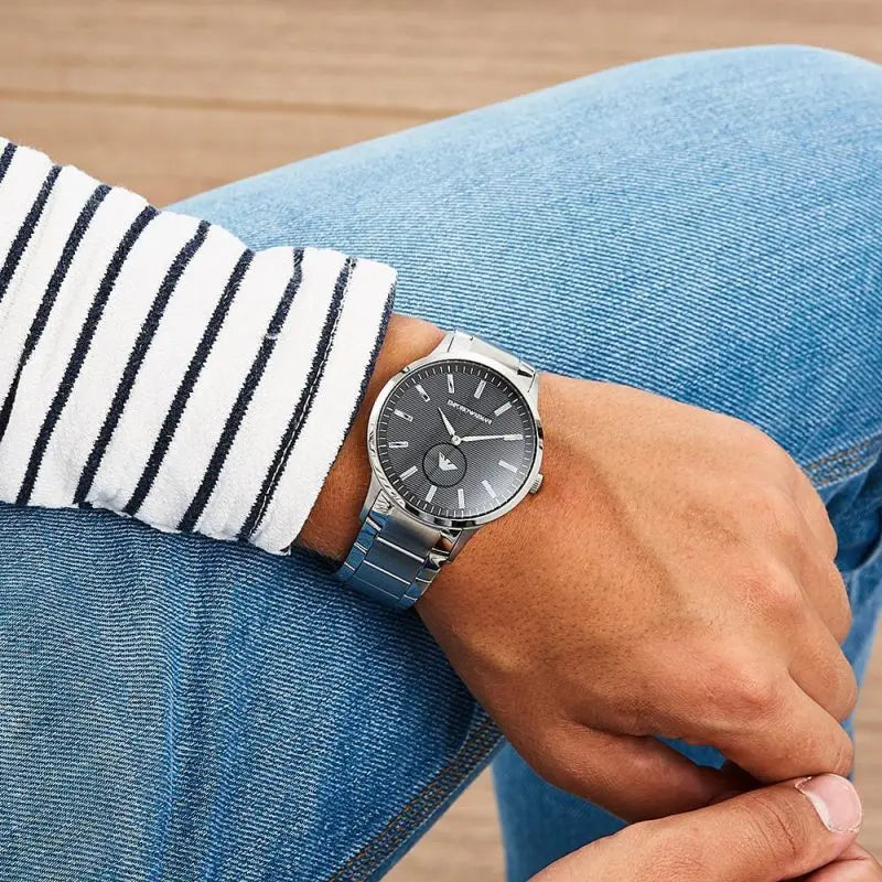 Emporio Armani Renato Quartz Black Dial Silver Steel Strap Watch For Men - AR11118