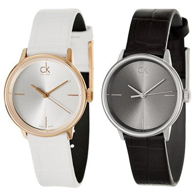 Calvin Klein Accent Black Dial Black Leather Strap Watch for Women - K2Y2Y1C3